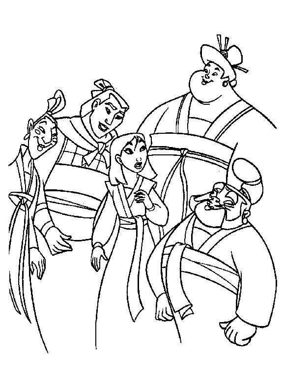 coloriage mulan et ses amis